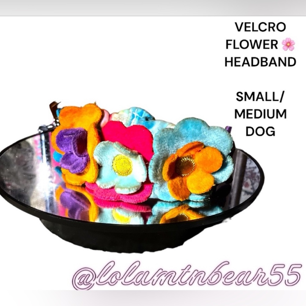 SMALL/MED DOG VELCRO FLOWERED 🌸 HEADBAND -